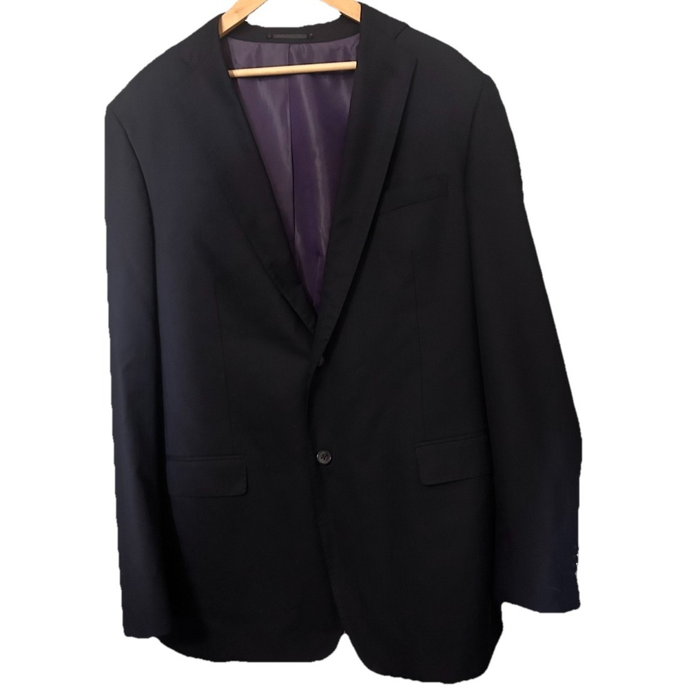 Studio Milano Italy Men's 46XL Blue with Stripes Super 140 Wool Suit Jacket